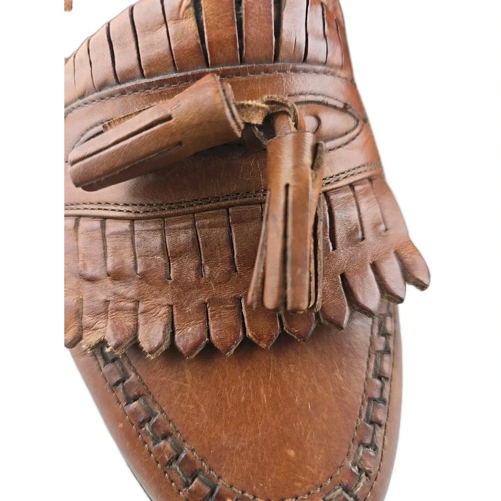 Cable & Co Tassel Brown Loafers Men's SZ 9 Made in Italy‎ Leather Fringe Preppy